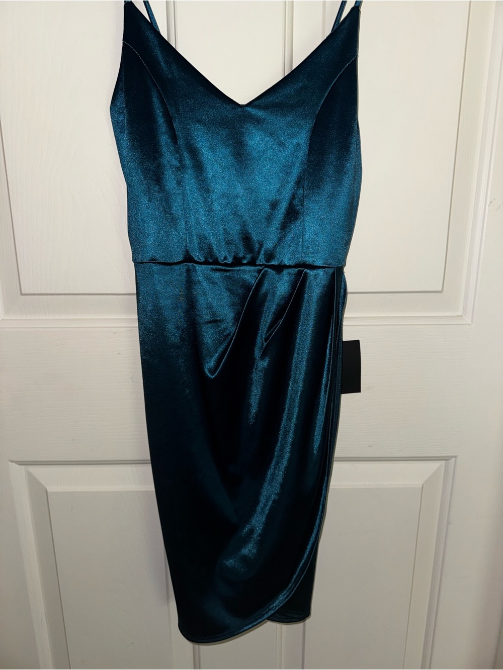 Lulus Forever Your Girl Teal Satin Bodycon Dress - Picture 5 of 10